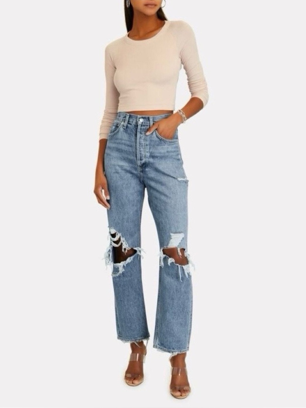 AGOLDE '90s Mid-Rise Loose Fit Distressed Jeans